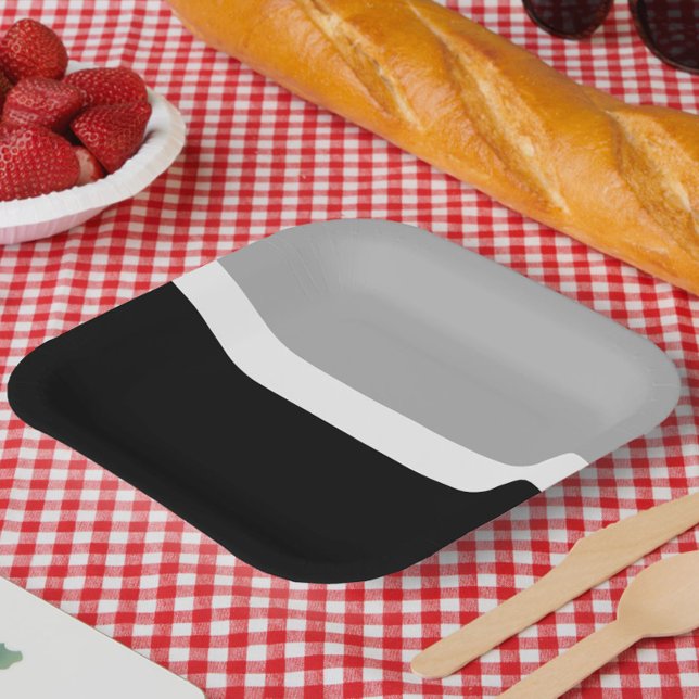 Assiettes En Carton Style de couleur gris blanc noir (Créateur téléchargé)