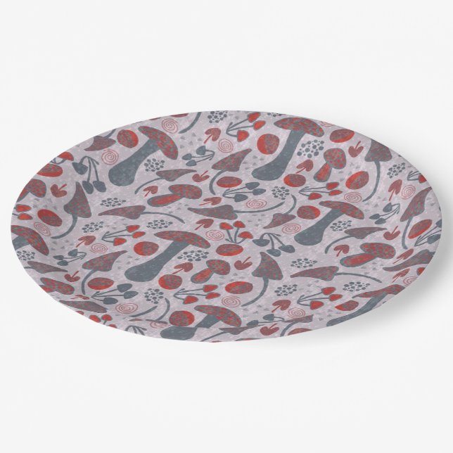 Assiettes En Carton Style Motif d'automne unique (Angle)