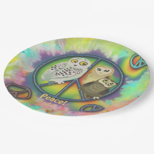 Assiettes En Carton Style Peace Owls 60s