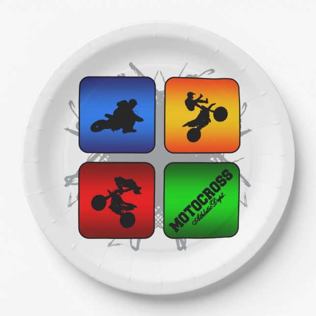 Assiettes En Carton Style urbain de motocross extraordinaire (Devant)