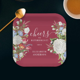 Assiettes En Carton Style Vintage Bourgogne Retraite Jardin Floral