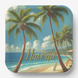 Assiettes En Carton Style Vintage Hawaïen Voyage Aloha d'Hawaï