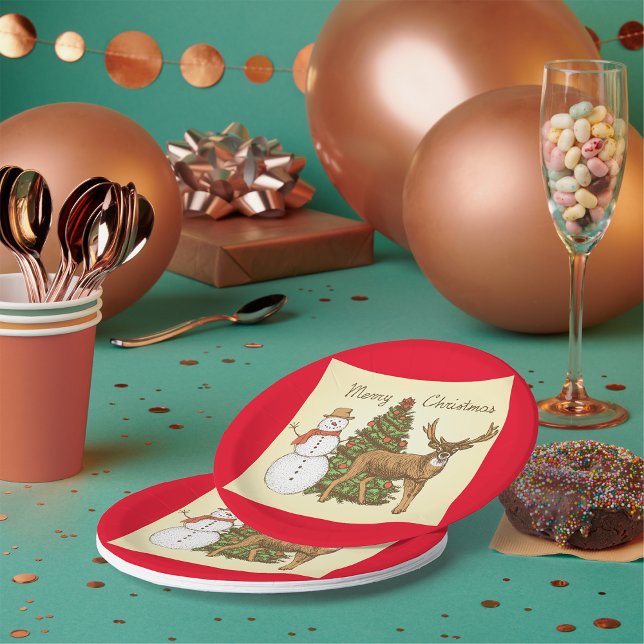 Assiettes En Carton Style vintage Joyeux Noël (Créateur téléchargé)