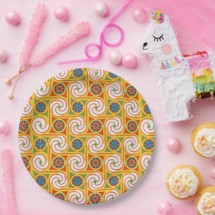 Assiettes En Carton Stylish Retro 1970s Wallpaper Party Table