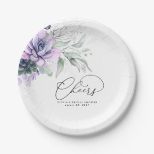 Assiettes En Carton Succulentes Élégance Moderne Silver Greenery Cheer