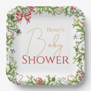 Assiettes En Carton Succursales de Noël Baby shower Neutre hommes