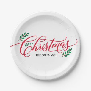 Assiettes En Carton Succursales de Noël Joyeux Plaques de Noël