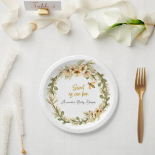 Assiettes En Carton Sucré Comme Peut Être Baby shower Blanc
