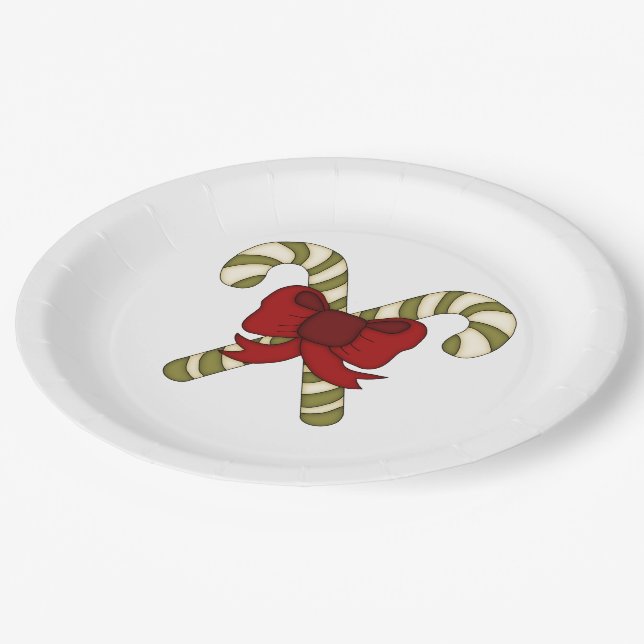 Assiettes En Carton Sucres de canne triés avec Bow rouge (Angle)