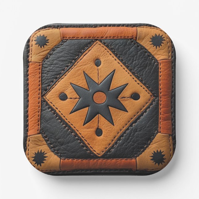 Assiettes En Carton Sud-Ouest Beau Cuir de style champêtre (Recto)