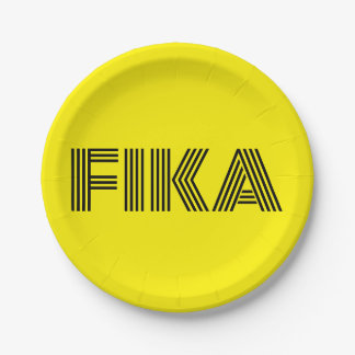 Assiettes En Carton Suédois Fika Jaune et Noir