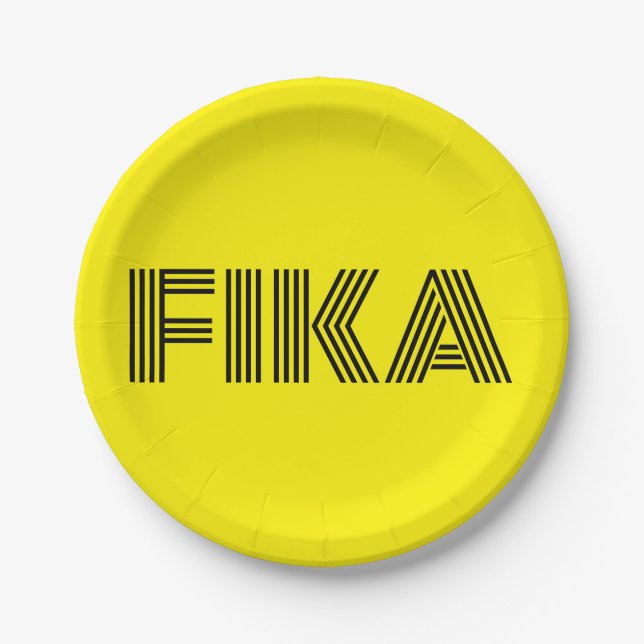 Assiettes En Carton Suédois Fika Jaune et Noir (Devant)