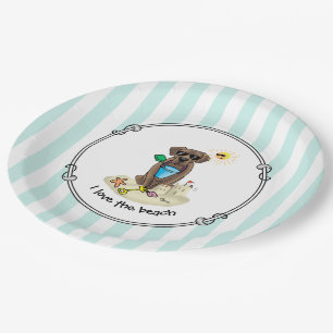 Assiettes En Carton Summer Beach Chocolat Lab Chien Labrador Retriever