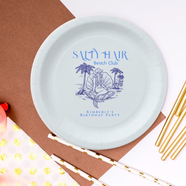 Assiettes En Carton Summer Coastal Blue Mermaid Cowgirl Birthday Party (Créateur téléchargé)