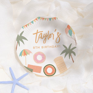 Assiettes En Carton Summer Fun Girl Pool Fête Anniversaire
