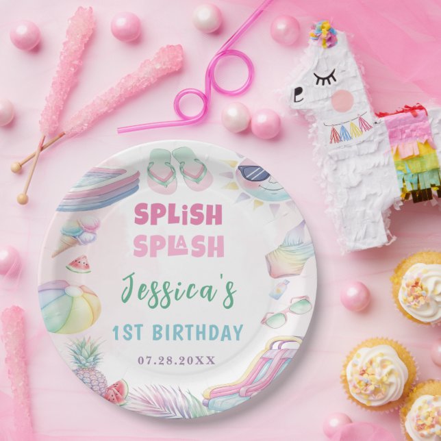 Assiettes En Carton Summer Waterslide Girl Birthday Party (Fête)