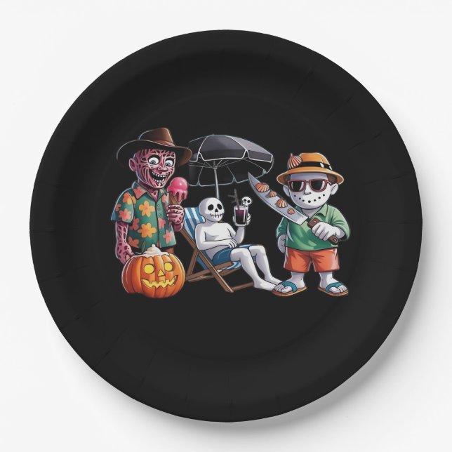 Assiettes En Carton Summerween - Plage de Summerween - Sorcière de Sum (Devant)