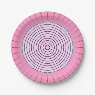 Assiettes En Carton Sunburst géométrique moderne - Nuances de rose