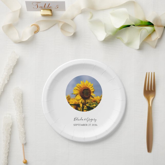 Assiettes En Carton Sunflower Blue Sky Rustique Mariage (Mariage)
