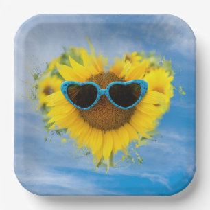 Assiettes En Carton Sunflower Heart Abstrait sur Sky