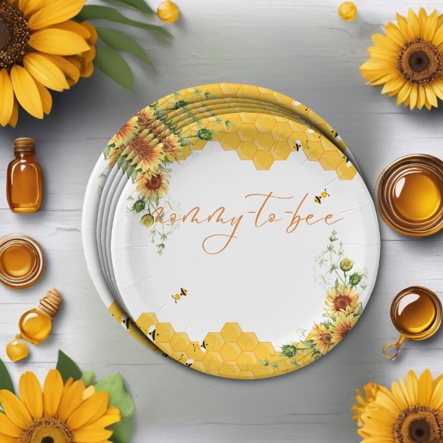 Assiettes En Carton Sunflower Honeycomb Baby shower de la mère à l'abe (Créateur téléchargé)