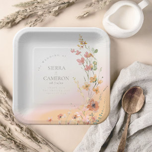 Assiettes En Carton Sunny Fleur sauvage Mariage Gradient ID1023