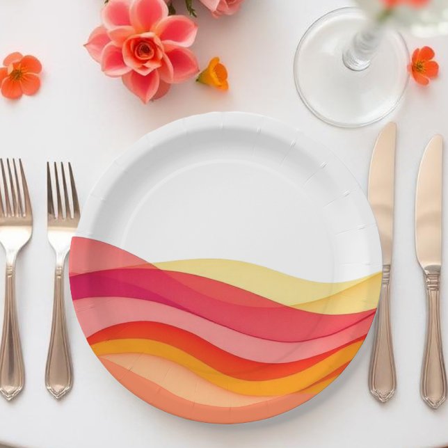 Assiettes En Carton Sunset Color Waves Modern Wedding (Sunset Color Waves Modern Wedding Paper Plates)