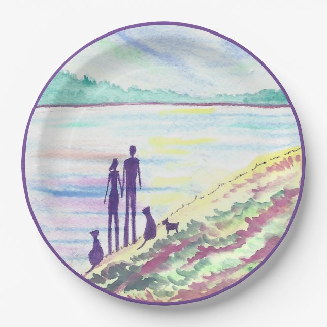 Assiettes En Carton Sunset Love (Devant)