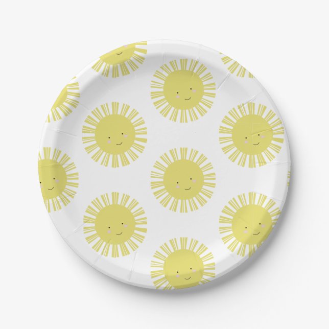 Assiettes En Carton Sunshine Jaune Baby shower fête d'anniversaire (Devant)