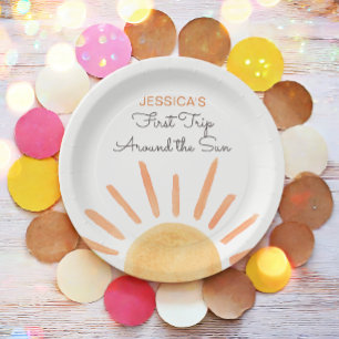 Assiettes En Carton Sunshine Rainbow Trip Autour du Soleil 1er Anniver