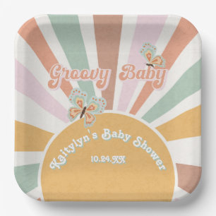 Assiettes En Carton Super Baby Retro les années 70 Hippie Sunshine Mus