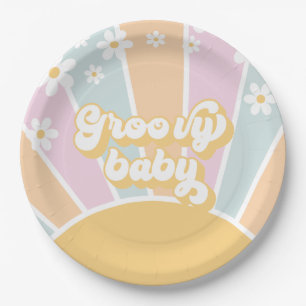 Assiettes En Carton Super Bébé pastel Retro Sunshine baby shower