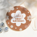 Assiettes En Carton Super Boho Daisy Retro Fille 1er anniversaire fête<br><div class="desc">Ajoutez un peu de plaisir à votre fête d'anniversaire avec ces plaques en papier! Conçu pour s'adapter à notre collection Super One Boho Daisy Retro 1st Birthday Party, ce design présente un cadre hippie vintage de fleurs marguerites dans un jeu de couleurs boho. Le nom de la fille d'anniversaire est...</div>