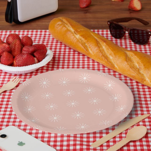 Assiettes En Carton Super Boho les années 70 Fleurs Motif (Pique-nique)