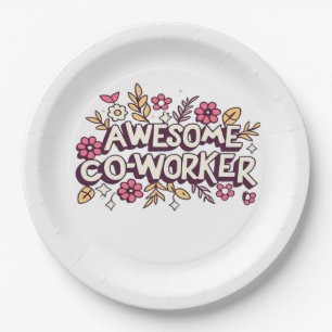 Assiettes En Carton Super Coworker, Cadeau Collègue, Meilleur Coworker