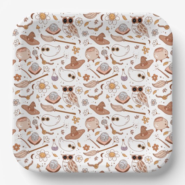 Assiettes En Carton Super Halloween style rétro Fantômes amusant (Recto)