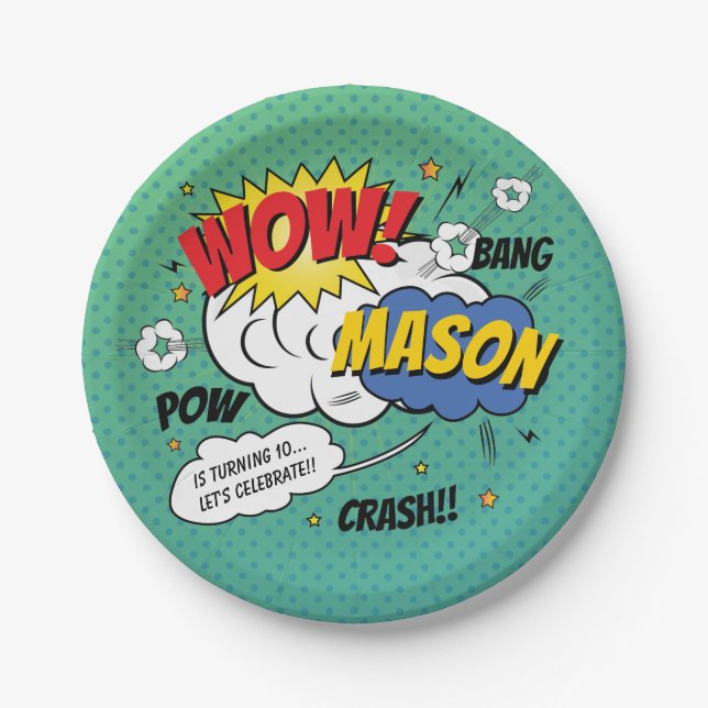 Assiettes En Carton Super Heroes and Villains Fête d'anniversaire des  (Devant)