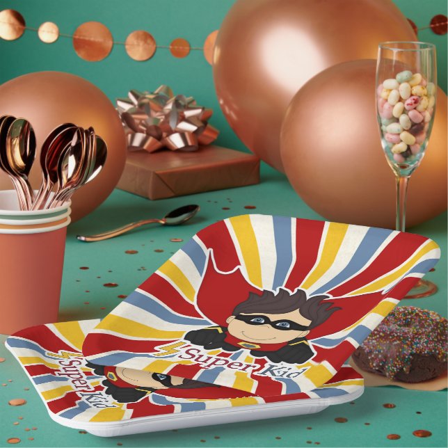 Assiettes En Carton Super Kid Boy's Superhero Theme Party (Multi)