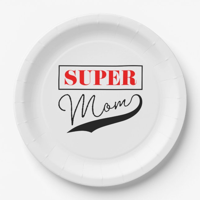 Assiettes En Carton Super Maman (Devant)