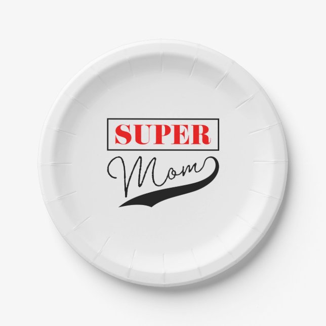 Assiettes En Carton Super Maman (Devant)