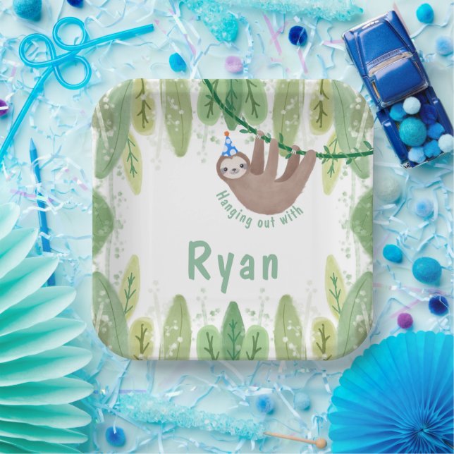 Assiettes En Carton Super mignon garçon paresse anniversaire (Fête)