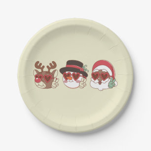 Assiettes En Carton super noël noir père Noël renne bonhomme de neige