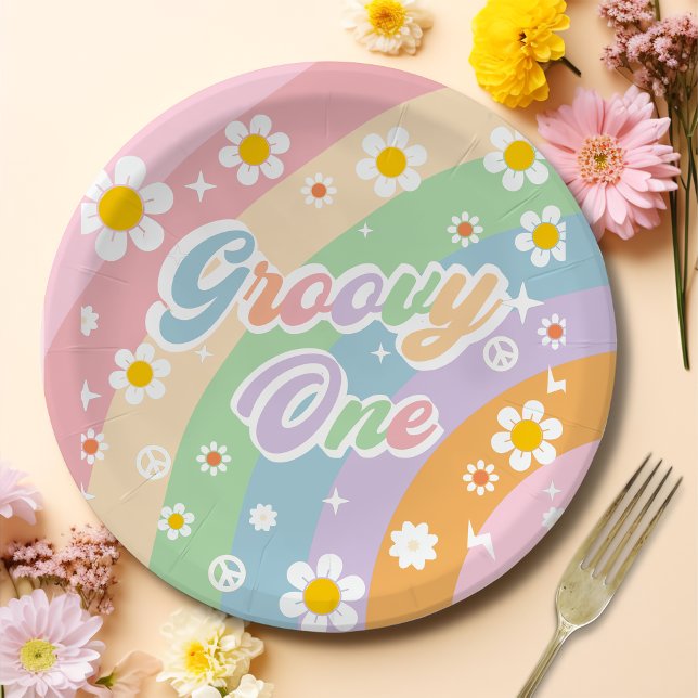 Assiettes En Carton Super One Boho Daisy Rainbow (Créateur téléchargé)