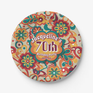 Assiettes En Carton Super Psychédélique 60s les années 70 Floral Anniv