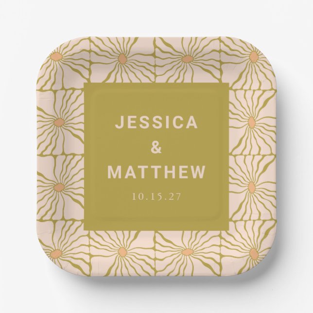 Assiettes En Carton Super Retro Chartreuse Botanique Personnalisé Mari (Recto)