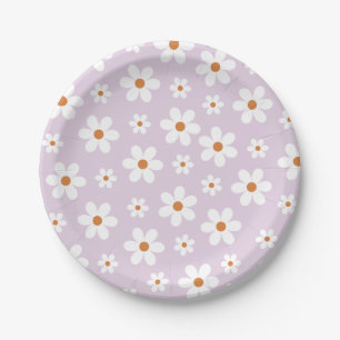Assiettes En Carton Super Retro Daisy Purple