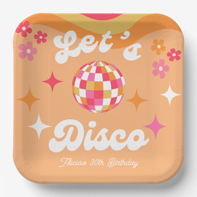 Assiettes En Carton Super Retro les années 70 Disco N'importe quel âge (Recto)