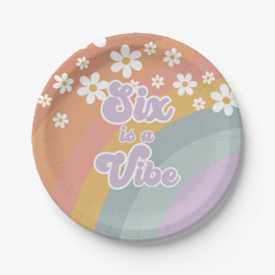 Assiettes En Carton Super Retro six est Vibe Rainbow Paper Plate