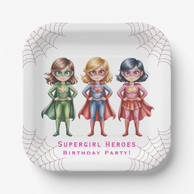 Assiettes En Carton Supergirl Heroes Anniversaire Fête Pour Filles (Recto)