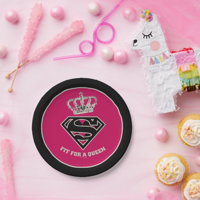 Assiettes En Carton Supergirl S-Shield "Adapté Pour Une Reine" (Fête)